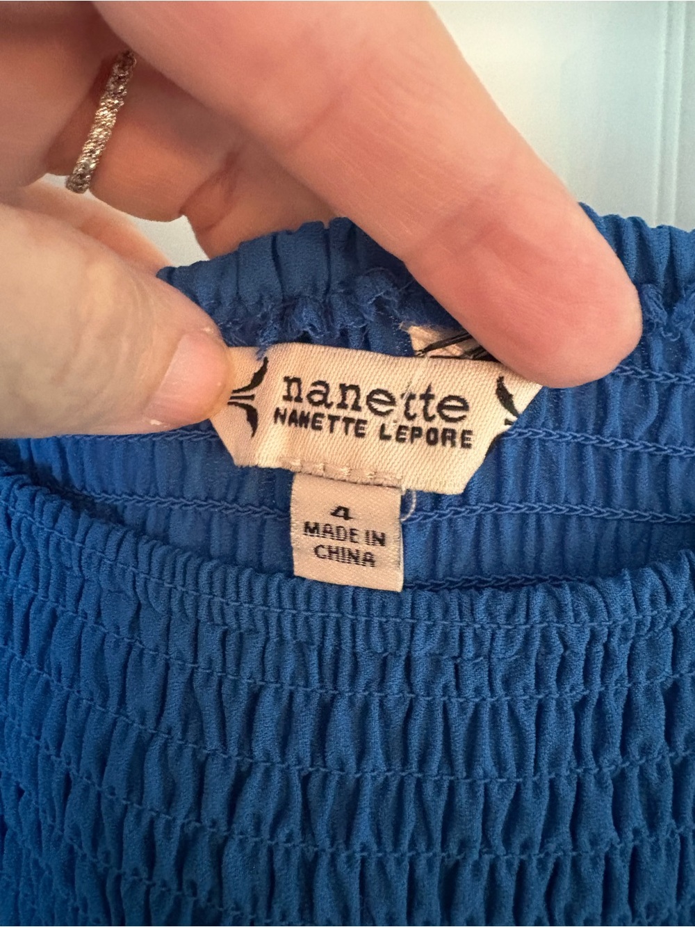 Nanette Lepore Royal Blue Smocked Bodice Casual Dress - Picture 4 of 5